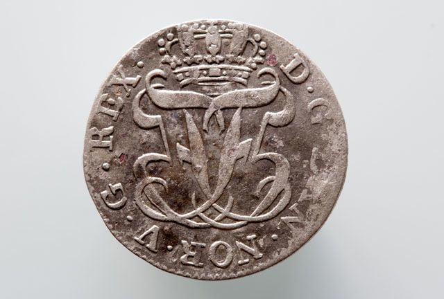 2 skilling 1756, Frederik V Oktoberfund 2014 04