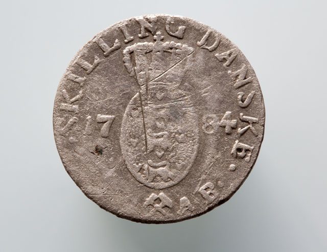 2 skilling 1784, Christian VII Oktoberfund 2014 06
