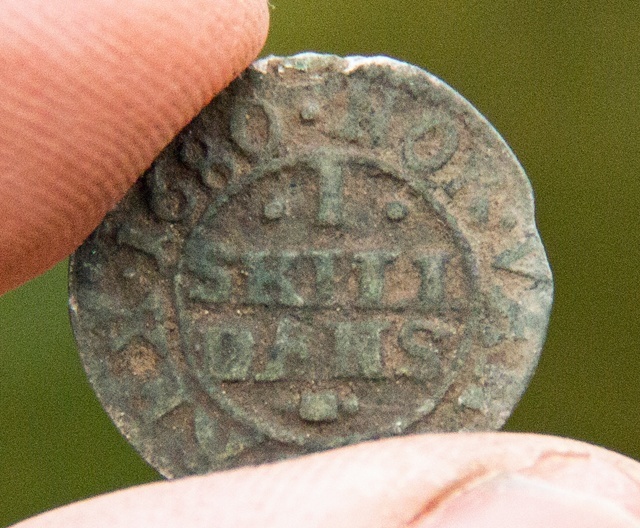 1 skilling 1680, Christian V, sølv 1 skilling 1680 002